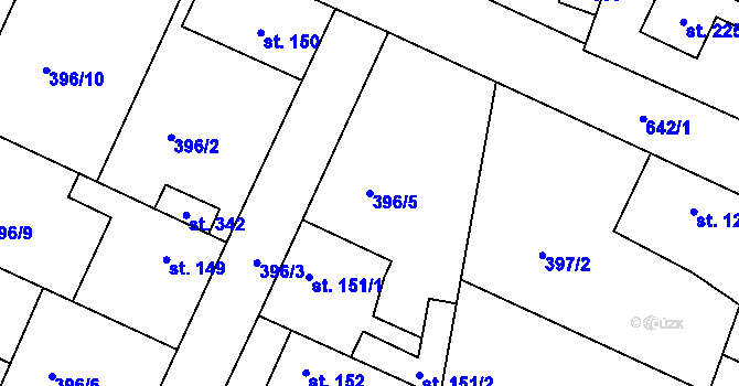 Parcela st. 396/5 v KÚ Kyšice, Katastrální mapa