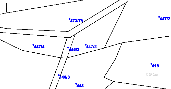 Parcela st. 447/3 v KÚ Kyšice, Katastrální mapa