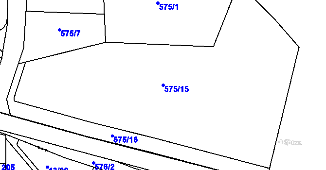 Parcela st. 575/15 v KÚ Kyšice, Katastrální mapa