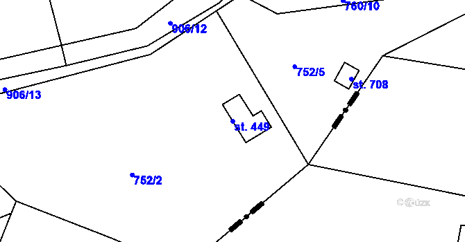 Parcela st. 449 v KÚ Kyšice u Plzně, Katastrální mapa