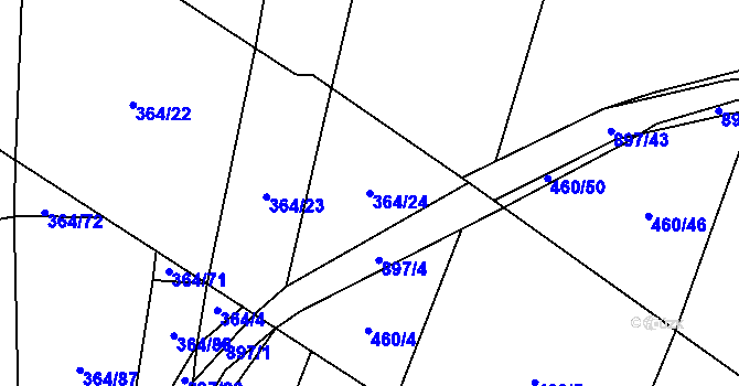 Parcela st. 364/24 v KÚ Kyšice u Plzně, Katastrální mapa