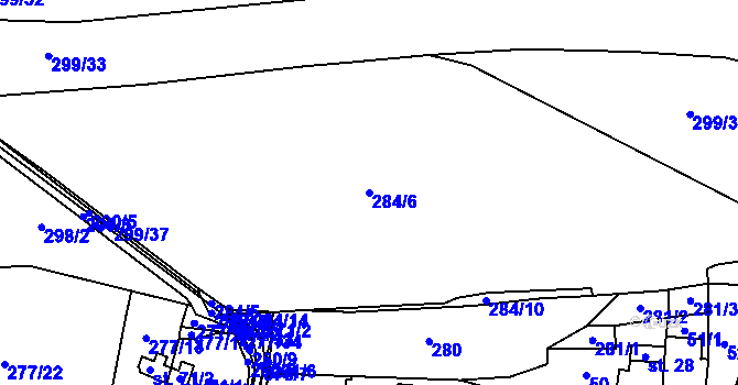 Parcela st. 284/6 v KÚ Kyšice u Plzně, Katastrální mapa