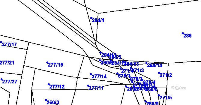 Parcela st. 284/11 v KÚ Kyšice u Plzně, Katastrální mapa