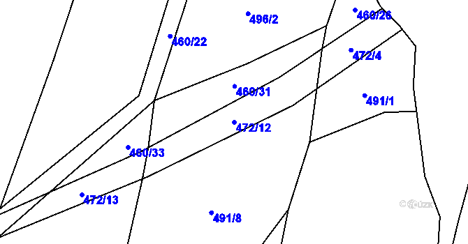 Parcela st. 472/12 v KÚ Kyšice u Plzně, Katastrální mapa
