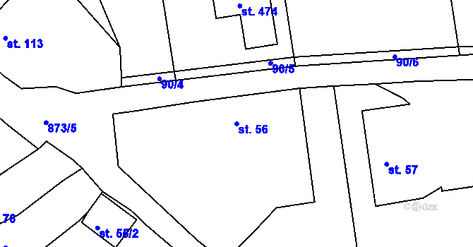 Parcela st. 56 v KÚ Kyšice u Plzně, Katastrální mapa