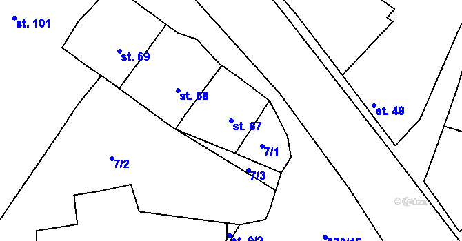 Parcela st. 67 v KÚ Kyšice u Plzně, Katastrální mapa