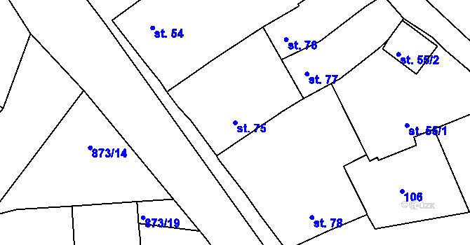 Parcela st. 75 v KÚ Kyšice u Plzně, Katastrální mapa