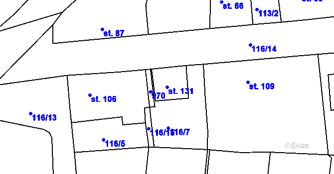 Parcela st. 131 v KÚ Kyšice u Plzně, Katastrální mapa