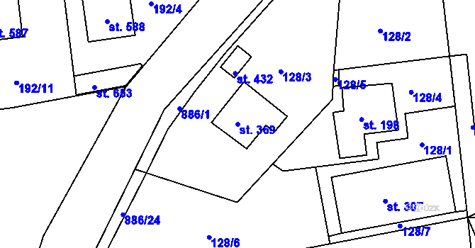 Parcela st. 369 v KÚ Kyšice u Plzně, Katastrální mapa
