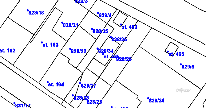 Parcela st. 435 v KÚ Kyšice u Plzně, Katastrální mapa
