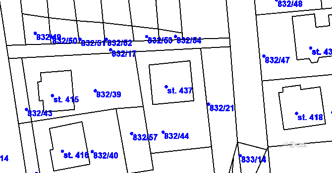 Parcela st. 437 v KÚ Kyšice u Plzně, Katastrální mapa