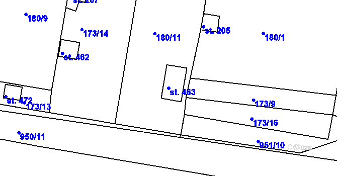Parcela st. 463 v KÚ Kyšice u Plzně, Katastrální mapa