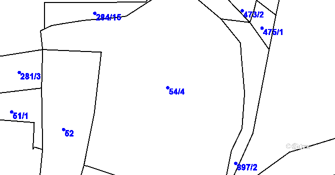 Parcela st. 54/4 v KÚ Kyšice u Plzně, Katastrální mapa