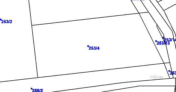 Parcela st. 253/4 v KÚ Kyšice u Plzně, Katastrální mapa