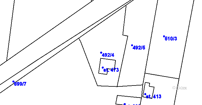 Parcela st. 492/4 v KÚ Kyšice u Plzně, Katastrální mapa
