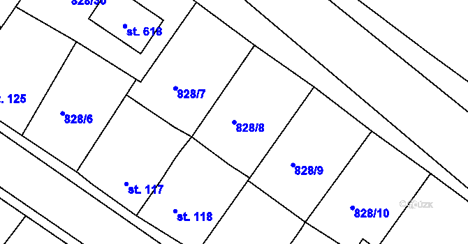 Parcela st. 828/8 v KÚ Kyšice u Plzně, Katastrální mapa
