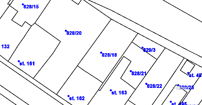 Parcela st. 828/18 v KÚ Kyšice u Plzně, Katastrální mapa