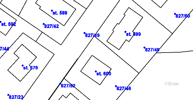 Parcela st. 827/47 v KÚ Kyšice u Plzně, Katastrální mapa