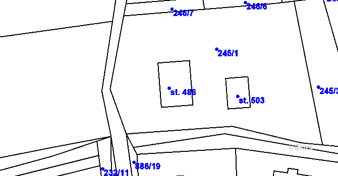 Parcela st. 486 v KÚ Kyšice u Plzně, Katastrální mapa