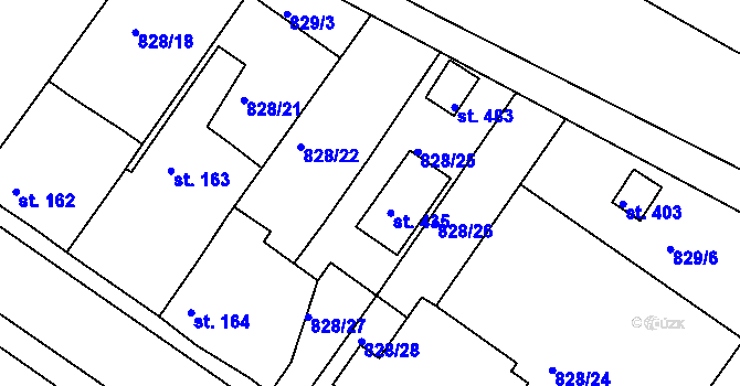 Parcela st. 828/34 v KÚ Kyšice u Plzně, Katastrální mapa