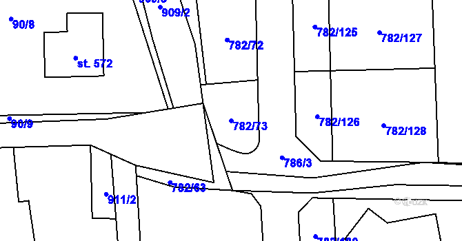 Parcela st. 782/73 v KÚ Kyšice u Plzně, Katastrální mapa