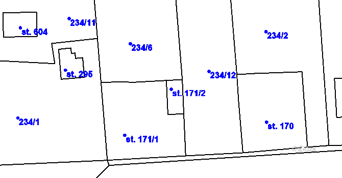 Parcela st. 171/2 v KÚ Kyšice u Plzně, Katastrální mapa
