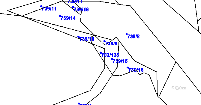 Parcela st. 782/135 v KÚ Kyšice u Plzně, Katastrální mapa