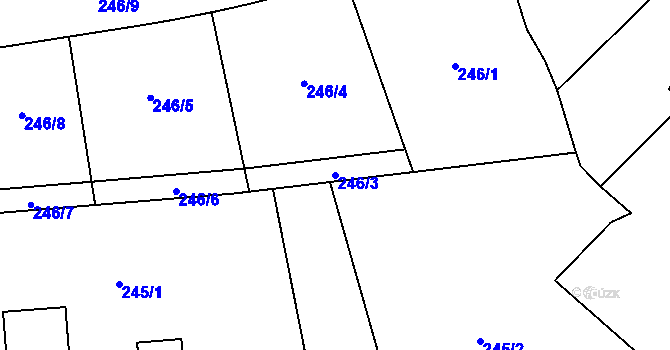 Parcela st. 246/3 v KÚ Kyšice u Plzně, Katastrální mapa