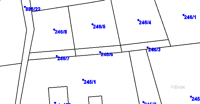 Parcela st. 246/6 v KÚ Kyšice u Plzně, Katastrální mapa