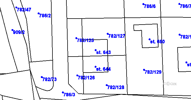 Parcela st. 643 v KÚ Kyšice u Plzně, Katastrální mapa
