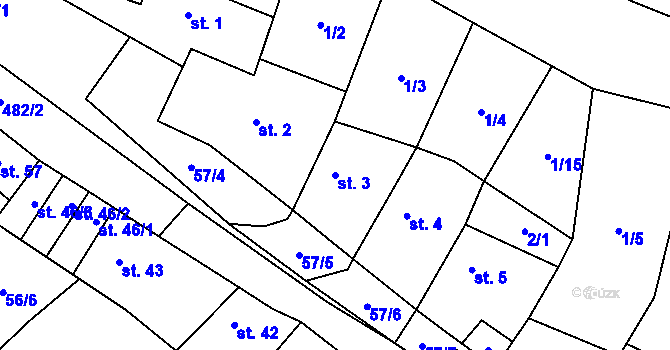 Parcela st. 3 v KÚ Brzánky, Katastrální mapa