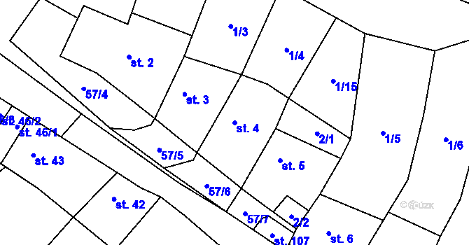 Parcela st. 4 v KÚ Brzánky, Katastrální mapa
