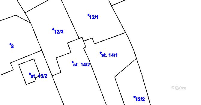 Parcela st. 14/1 v KÚ Brzánky, Katastrální mapa