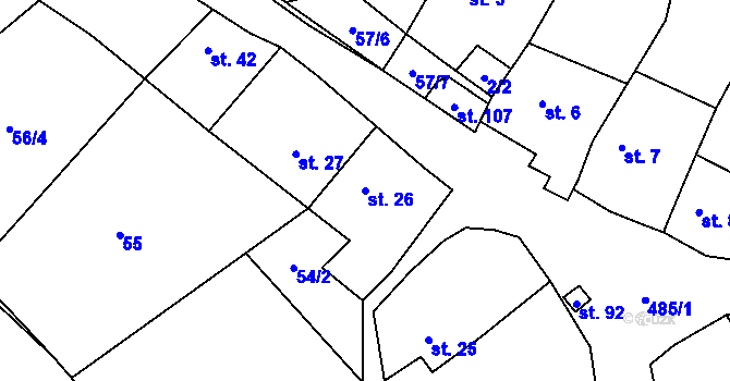 Parcela st. 26 v KÚ Brzánky, Katastrální mapa