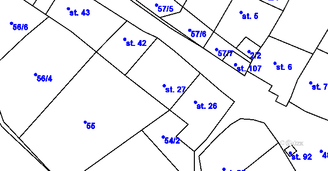 Parcela st. 27 v KÚ Brzánky, Katastrální mapa