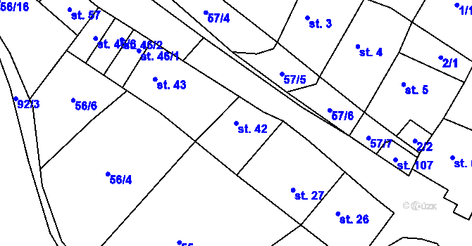 Parcela st. 42 v KÚ Brzánky, Katastrální mapa
