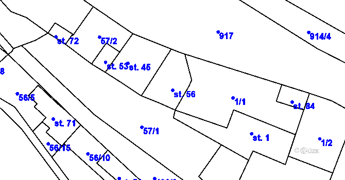 Parcela st. 56 v KÚ Brzánky, Katastrální mapa