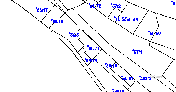Parcela st. 71 v KÚ Brzánky, Katastrální mapa