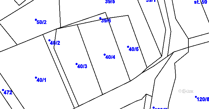 Parcela st. 40/4 v KÚ Brzánky, Katastrální mapa