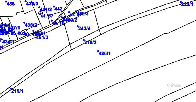 Parcela st. 486/1 v KÚ Brzánky, Katastrální mapa