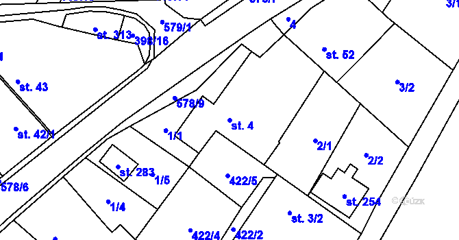 Parcela st. 4 v KÚ Kyškovice, Katastrální mapa