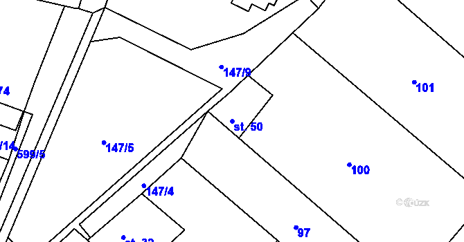 Parcela st. 50 v KÚ Kyškovice, Katastrální mapa
