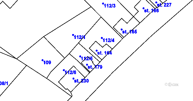 Parcela st. 164 v KÚ Kyškovice, Katastrální mapa