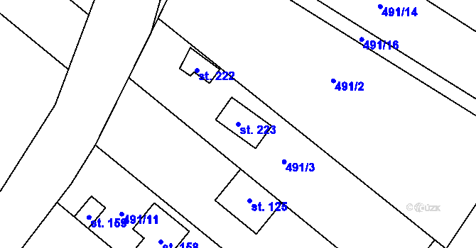 Parcela st. 223 v KÚ Kyškovice, Katastrální mapa