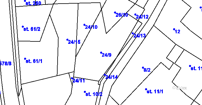 Parcela st. 24/9 v KÚ Kyškovice, Katastrální mapa