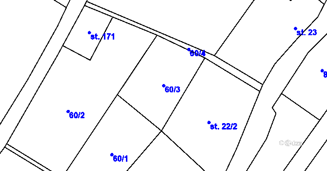 Parcela st. 60/3 v KÚ Kyškovice, Katastrální mapa