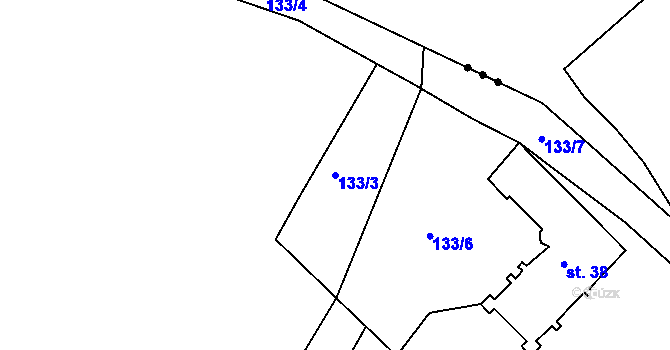 Parcela st. 133/3 v KÚ Kyškovice, Katastrální mapa