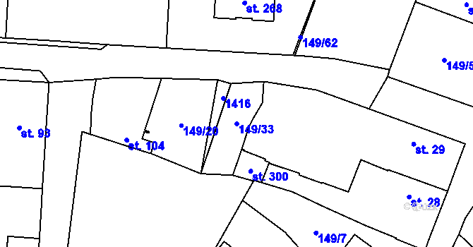 Parcela st. 149/33 v KÚ Kyškovice, Katastrální mapa