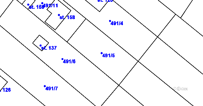 Parcela st. 491/5 v KÚ Kyškovice, Katastrální mapa
