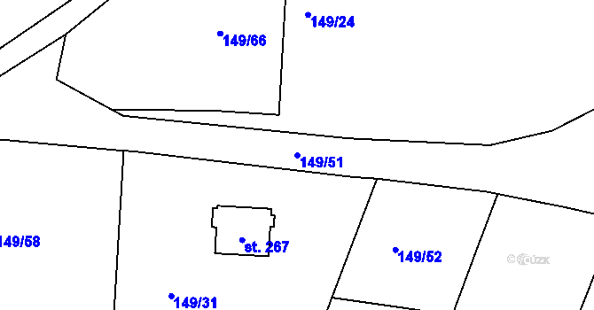 Parcela st. 149/51 v KÚ Kyškovice, Katastrální mapa